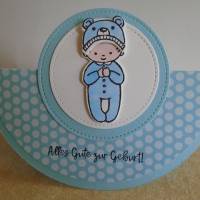 Schaukelkarte /Glückwunschkarte zur Geburt/Junge /Babykarte /Geburtskarte /Baby /Blau Bild 5
