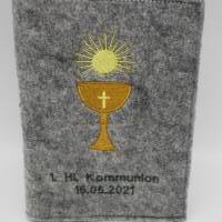 Kelch Gebetbuch Hülle Geschenk Kommunion Firmung Rosenkranz religiös personalisier Bild 2
