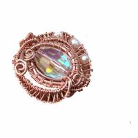 Ring funkelnd Kristallglas mit Perlen weiß handgemacht verstellbar in roségoldfarben Geschenk Bild 1