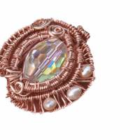 Ring funkelnd Kristallglas mit Perlen weiß handgemacht verstellbar in roségoldfarben Geschenk Bild 2
