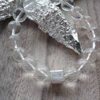 Bergkristall Armband mit Echt Silber Würfel,Handgefertigt,Brautschmuck,Bergkristall Schmuck,Modernes Armband,Geschenk Bild 2
