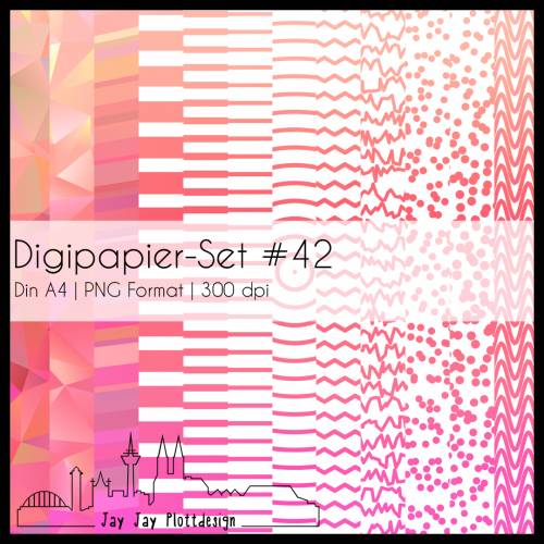 Digipapier Set #42 (orange & pink) abstrakte und geometrische Formen zum ausdrucken, plotten, scrappen, basteln und mehr