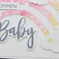Glückwunschkarte zur Geburt mit Regenbogen-Motiv, Babykarte, Karte zur Taufe Bild 3