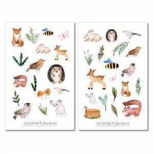Waldtiere Sticker Set | Niedliche Aufkleber | Journal Sticker | Planer Sticker | Sticker Fuchs, Eichhörnchen | Sticker T Bild 2
