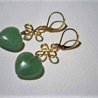 Ohrringe grün Aventurin Herz am celtic knot goldfarben als Danke Geschenk Valentinstag Bild 1
