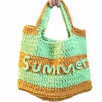 Shopper aus Textilgarn gehäkelt- Tasche für Strand Bild 1