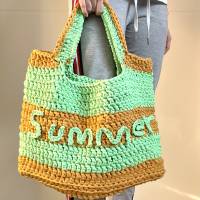 Shopper aus Textilgarn gehäkelt- Tasche für Strand Bild 2