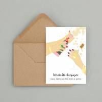 Geburtstagskarte "Friends & Champagne" | Freundschaftskarte | Geschenk |Hände Zeichnung | Best Friends Gift | Po Bild 1
