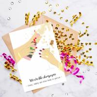 Geburtstagskarte "Friends & Champagne" | Freundschaftskarte | Geschenk |Hände Zeichnung | Best Friends Gift | Po Bild 2