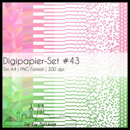 Digipapier Set #43 (pink & grün) abstrakte und geometrische Formen zum ausdrucken, plotten, scrappen, basteln und mehr