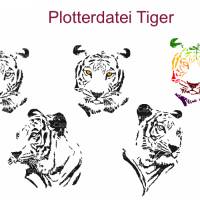 Plotterdatei Tiger mit 5 Dateien - auch mehrfarbig Bild 1