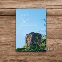 Trauerkarte "Liebe ohne Grenzen" - Kondolenzkarte mit Luftballon, Grenzstein und Trostspruch Bild 1