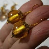 Ohrringe safran goldgelb Set 2 Paar mit Herz Glasperlen handgemacht Geschenk Muttertagsgeschenk Bild 4