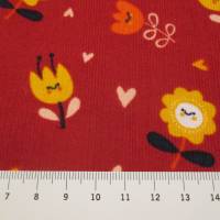 Cord Feincord Babycord Baumwolle Blumen rot(1m/10,-€) Bild 3