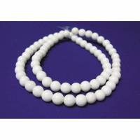 Jade Strang, Perlen gebohrt rund 6 mm Weiß, Kette Weiß, Kettenstrang Bild 1