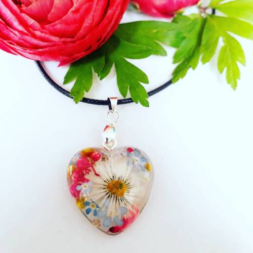 Anhänger Herz Vergissmeinnicht Gänseblümchen Blumen