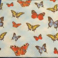 5 Servietten / Motivservietten / Schmetterlinge auf blau / Tiermotive T 210 Bild 1