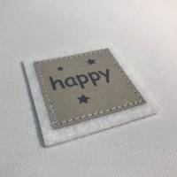 Motiv-Label Happy Herz Label/Patches aus Snappap/Filz weiß 2 Stk. Bild 1