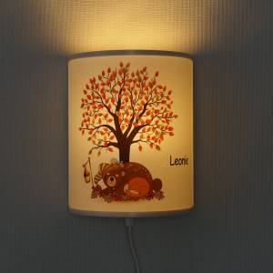 Kinderlampe Bär Fuchs Baum Kinderzimmer Lampe personalisiert Led Holz Wandlampe Tiere Bild 1