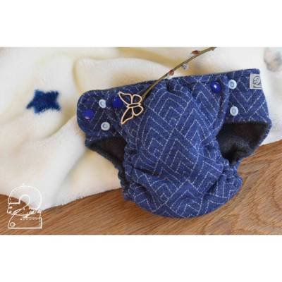 Abhaltewindel aus Wolle, Karelia blau/ grau