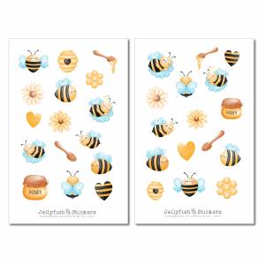 Bienen Sticker Set - Aufkleber, Journal Sticker, Insekten Sticker, Aufkleber Biene, Papier, Dekoration, Frühling, Sommer Bild 2