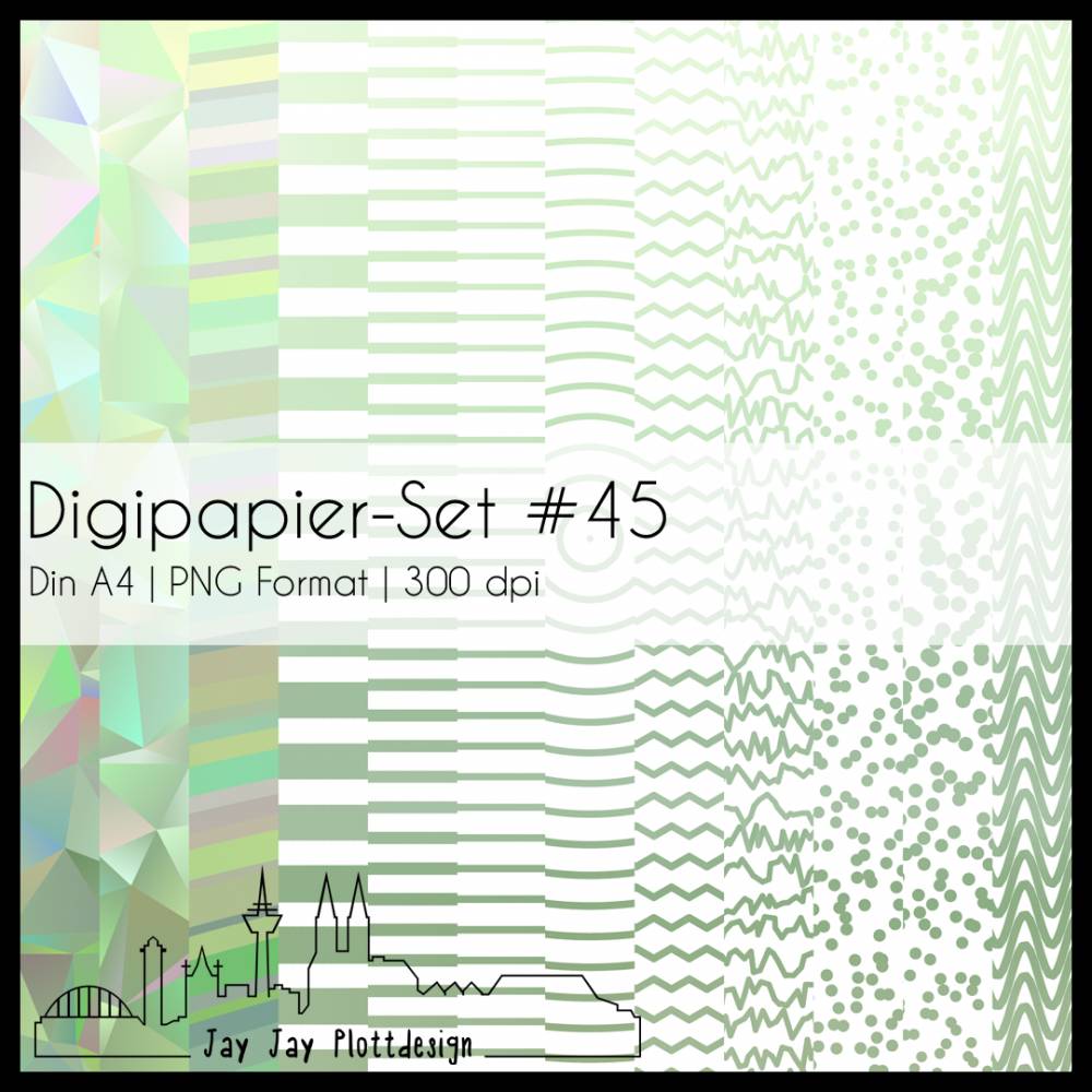 Digipapier Set #45 (grün) abstrakte und geometrische Formen zum ausdrucken, plotten, scrappen, basteln & mehr Bild 1
