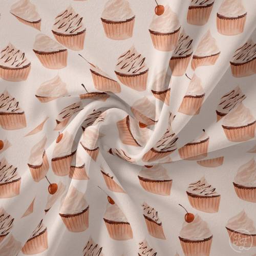 ab 50cm Jersey Cupcakes Watercolor - Muffins Aquarell Druckstoff