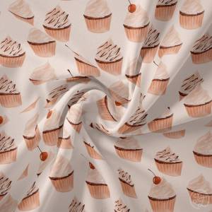 ab 50cm Jersey Cupcakes Watercolor - Muffins Aquarell Druckstoff Bild 1