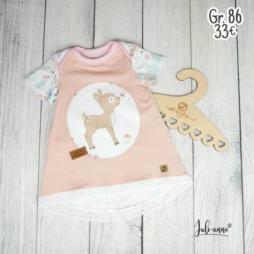 Kinder Kleid Kurzarm Reh "You are perfect" Gr. 86