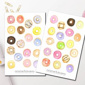 Donuts Sticker Set | Aufkleber Gebäck | Journal Sticker | Sticker Süßigkeiten | Sticker bunt bullet journal sticker Stic Bild 1