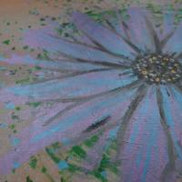 Original Acrylmalerei auf Leinwand Blume abstrakt | 50x40cm | modernes Gemälde gold lila grün | Wandbild Natur&Pflanzen Bild 3