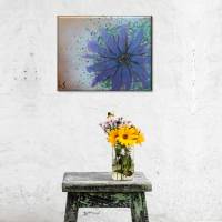 Original Acrylmalerei auf Leinwand Blume abstrakt | 50x40cm | modernes Gemälde gold lila grün | Wandbild Natur&Pflanzen Bild 6