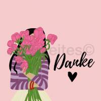 Muttertagskarte "Blumen " & Kraftpapier Umschlag| Dankeskarte alle Anlässe| Dankeschön Geschenk |Blumen Grußkart Bild 3