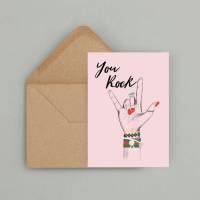 Geburtstagskarte  "You Rock" & Umschlag | Freundschaftskarte | Feminismus | Grußkarte | Beste Freundinnen Geburt Bild 1