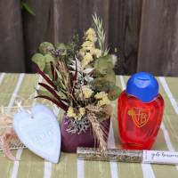 Wellness Set mit Gesteck und Tee, Geschenk Set, Trockenblumen Strauß Bild 2