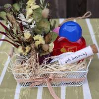 Wellness Set mit Gesteck und Tee, Geschenk Set, Trockenblumen Strauß Bild 4