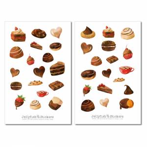 Schokolade Sticker Set | Aufkleber Bunt | Journal Sticker | Sticker Essen | Sticker Backen, Sticker Süßigkeiten, Valenti Bild 2