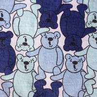 Baumwollstoff mit Bären in dunkelblau, hellblau und helltürkis 125 cm, 130 breit Bild 3