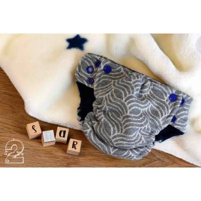 Abhaltewindel aus Wolle, Letti hellgrau/ blau