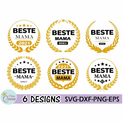 Plotterdatei Beste Mama 2021 im Kranz SVG DXF PDF SVG