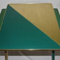 Tisch zweifarbig grün gold mit drehbarer Platte Mid-Century Bild 3