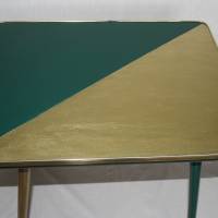 Tisch zweifarbig grün gold mit drehbarer Platte Mid-Century Bild 5