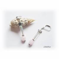 1 Paar Ohrhänger mit Stern - Ohrringe,Geschenk,Edelstein,Hämatit,modern,edel,romantisch,dunkelgrau,rosa Bild 2