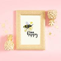 Karte "Bee happy" | Grußkarte Geburtstag | Postkarte für Mama | Aquarell Grußkarte | Muttertagskarte Bild 2