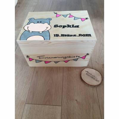 Erinnerungskiste aus Holz natur (Nilpferd)