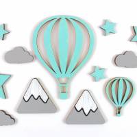 Holzbuchstaben Heißluftballon und Berge Bild 4