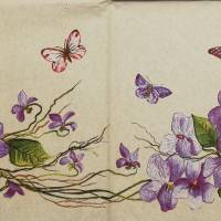 5 Servietten / Motivservietten / Blumen / Schmetterlinge lila - flieder /  Blumen B 4 Bild 2