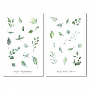 Grüne Blätter Sticker Set | Florale Aufkleber | Journal Sticker | Blumen Sticker | Planer Sticker | Sticker Floral, Pfla Bild 2