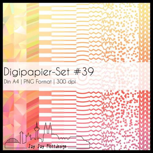 Digipapier Set #39 (rot, orange, gelb) abstrakte und geometrische Formen zum ausdrucken, plotten, scrappen, basteln und