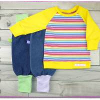 bunter Kinder Pullover Regenbogen Shirt Ringel Mitwachsshirt Bild 4